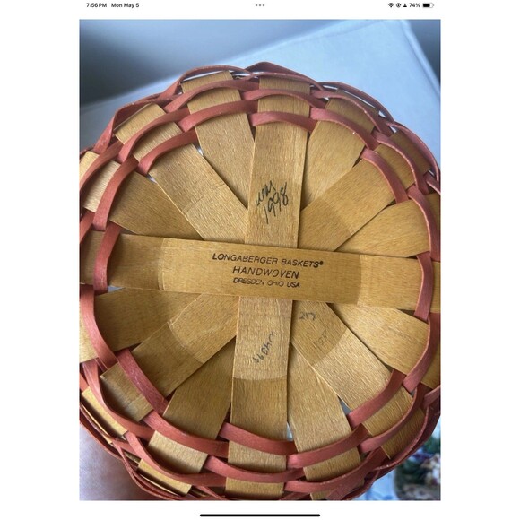 Longaberger 1998 Mother's Day Rings & Things Basket with Fabric Liner Vintage - Picture 5 of 7